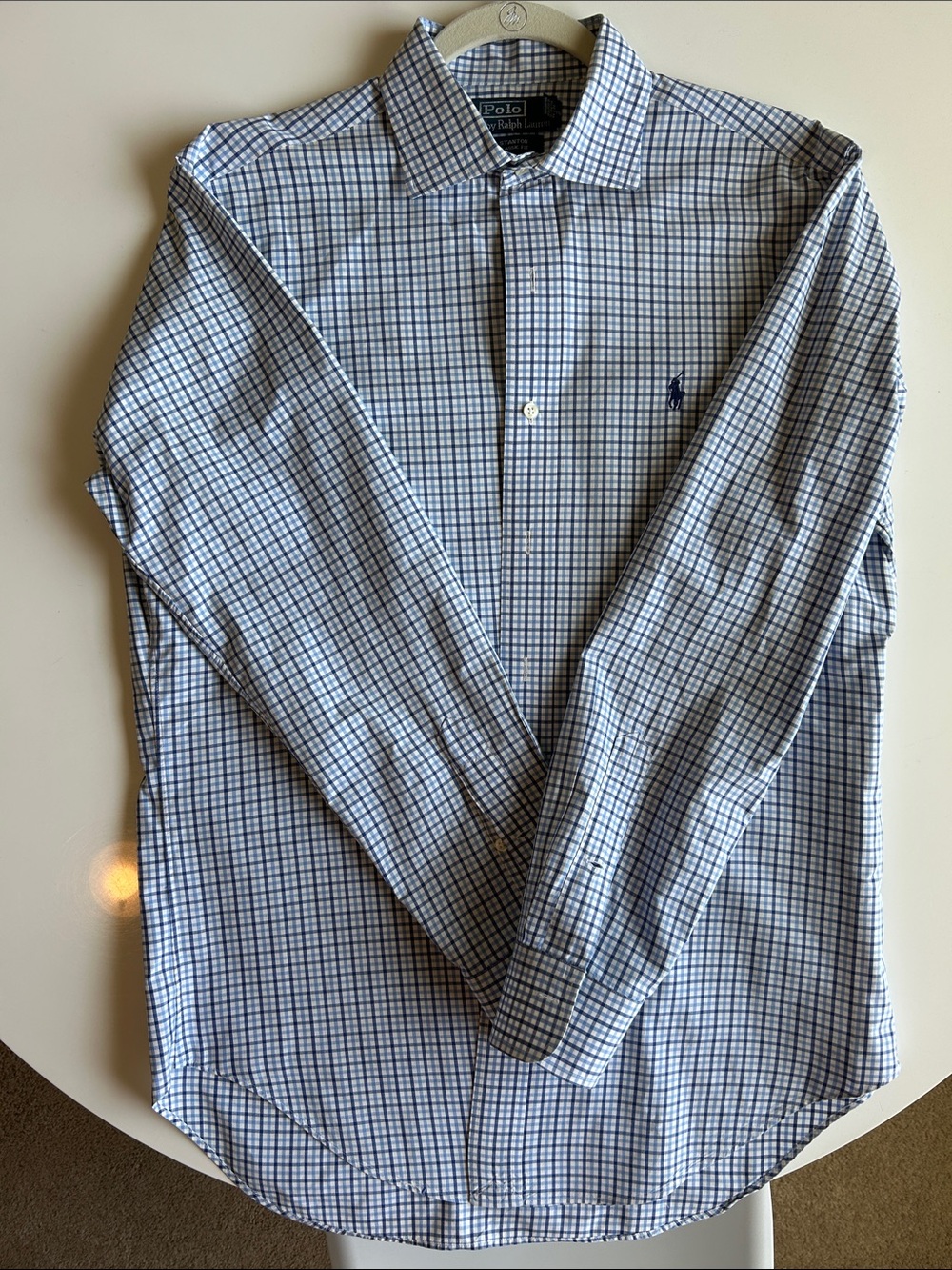 Ralph Lauren Blue and White Checked Dress Shirt